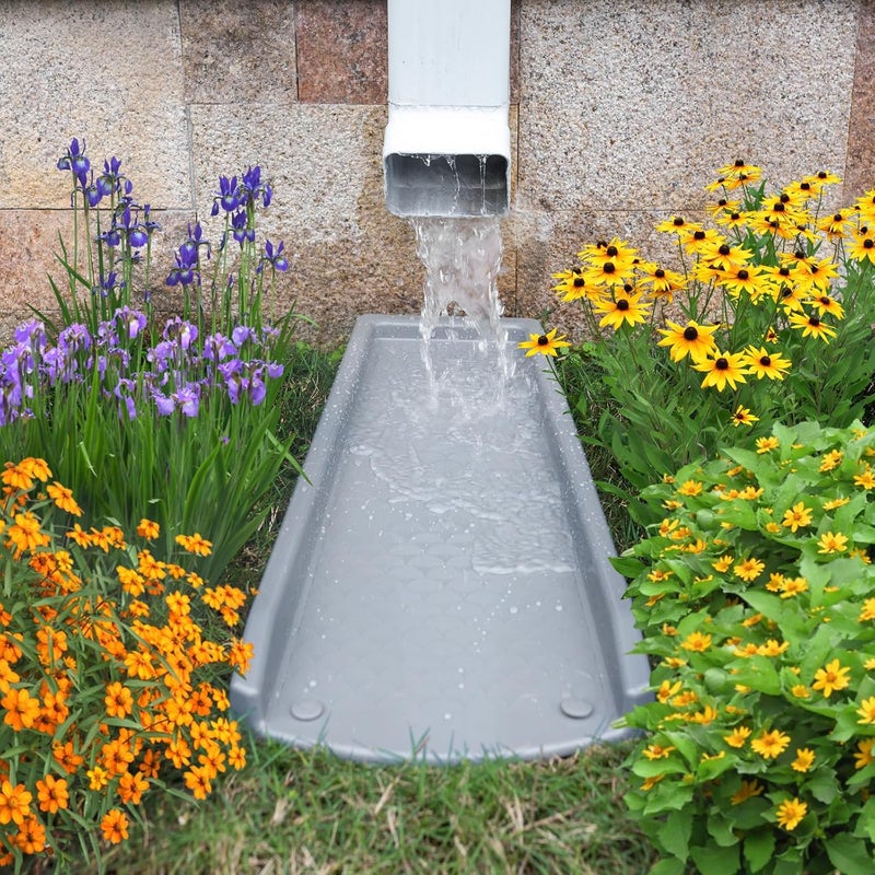 Ogutter Splash Blocks for Gutters Downspouts, 24" Downspout Extensions for Rain Water Drainage, Thickened Gutter Splash Guard with Fixing Piles(1 Pack, Gray) - Image 5